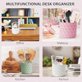 Desk Organizer, 360-Degree Rotating Pencil Pen Holders For Desk, Diamond Pattern Pen Organizer With 5 Compartments, Cute Desk Accessories Decor