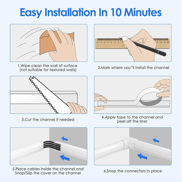 Yecaye 125in Cord Hider, Large Cord Covers for Wires on Wall, Cable Management Kit for Mount TVs, Wire Hider Cable Concealer for Home Office,