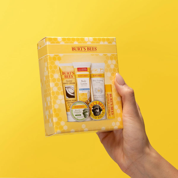 Burt's Bees Timeless Minis Kit, With Coconut Foot Cream, Milk and Honey Body Lotion, Deep Cleansing Cream, Res-Q Ointment, Hand Salve and Beeswax