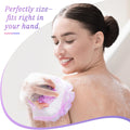LAYUKI Bath Loofah, Shower Sponge, Body Scrubber, Rose-Shaped, Elegant (Set of 4 Pieces) 4 Pieces Pink & Blue & Purple & Grey