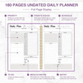 Daily Planner Undated, To-Do List Notebook with Hourly Schedule, Spiral Appointment Organizer Calendar for Man / Women, Flexible Cover, Twin-Wire