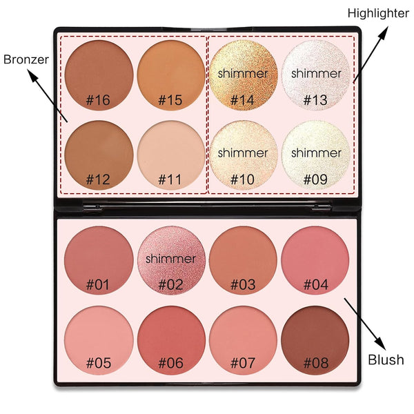 16 Colors Contour Palette Make up - Blush Highlighters Bronzer Powder All in one Makeup Palettes Contour Kit - Face Cosmetics Gifts for Women