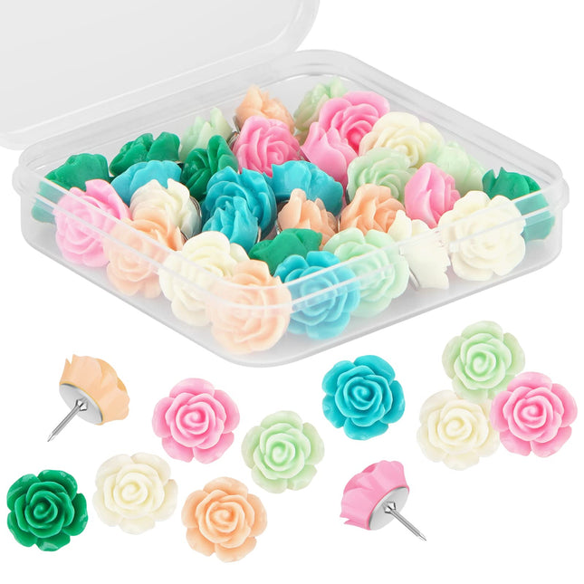 Push Pins for Cork Board - Cuttte 30Pcs Decorative Push Pins with Case, Cute Thu