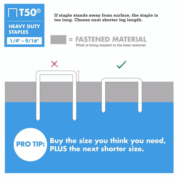 Arrow 508 Heavy Duty T50 1/2-Inch Leg Length, 3/8-Inch Crown, Staples for Upholstery, Construction, Furniture, Crafts, 1250 Count(Pack of 1) |