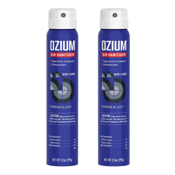 Ozium 3.5 Oz. Air Sanitizer & Odor Eliminator for Homes, Cars, Offices and More, Carbon Black Scent, 2 Pack