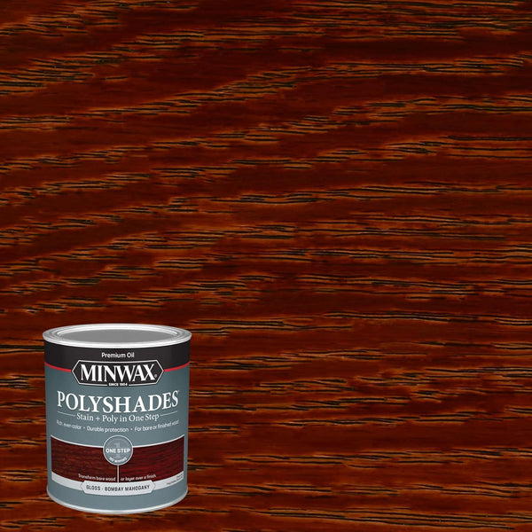 Minwax PolyShades Wood Stain + Polyurethane Finish – Quart, Bombay Mahogany, Gloss Bombay Mahogany 32 Fl Oz (Pack of 1)