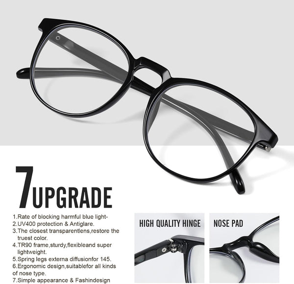 Blue Light Glasses For Woman/Men Blue Light Blocking Glasses, Retro Round Anti Eyestrain Computer Glasses L31blacktou clear