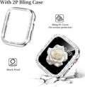 Mosonio Compatible with Apple Watch Band 38mm 40mm 41mm 42mm 44mm 45mm 46mm 49mm with 2 Pack Case Women, Jewelry Replacement Metal Bands Strap
