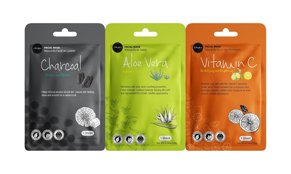 Celavi Essence Facial Sheet Face Mask Variety Set Classic Authentic Korean Moisturizing Skincare (12-Packs) | Variety set of Korean essence sheet