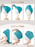 Hicober Microfiber Hair Towel Wrap for Women, Plum Navy Aqua Green, 3-Pack Plum,navy,aqua Green Large