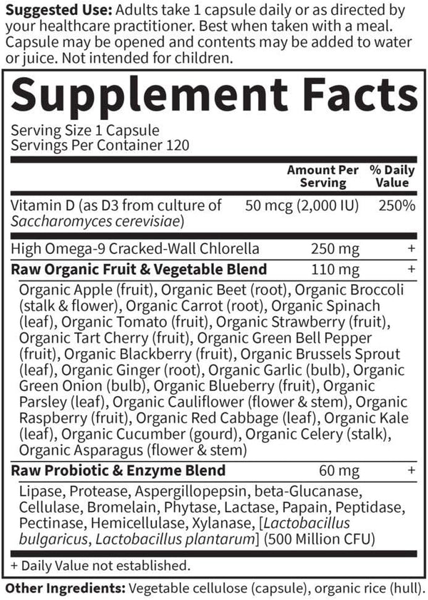 Garden of Life D3 - Vitamin Code Whole Food Raw D3 Vitamin Supplement, 2000 Iu, Dairy and Gluten Free, Vegetarian, 120 Capsules D3 with Organic