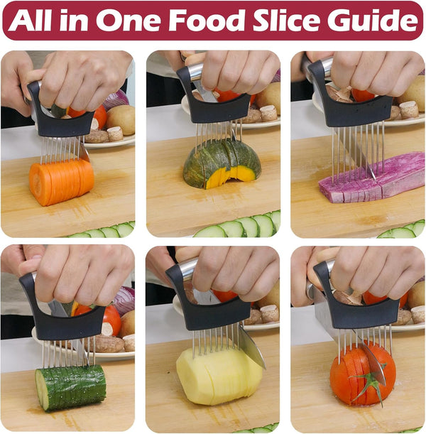 JAYVAR Onion Holder for Slicing, Onion Cutter Vegetable Chopper, Stainless Steel Tomato Slicer Vegetable Cutter for Potato, Avocados, Eggs, Food