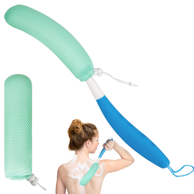 Long Handled Shower Brush, Non-Slip Long Handle Bath Brush, Back Body Brush Gentle Exfoliating and Lather Well Deep Cleansing Long-Lasting for Body