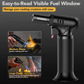 Sondiko Butane Torch, Refillable Soldering Torch with Visible Fuel Window Black 1-Pack