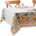 Threadmade Capri Lemon Double Border Tablecloth, Multicolor - 60" W x 84" L Multi Color 84" x 60" (Rectangular)
