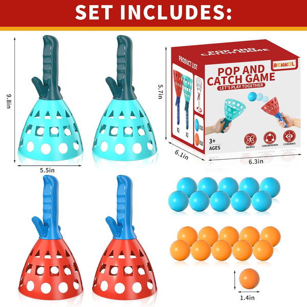 Bennol Outdoor Game Toys for Kids Boys with 20 Balls, Pop Pass Catch Ball Game Outside Toys Gifts for 3 4 5 6 7 8+ Year Old Teens, Outside Outdoor
