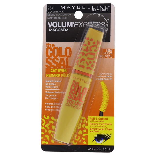 Maybelline New York Volume Express Colossal Cat Eyes Washable Mascara, Glam Blac