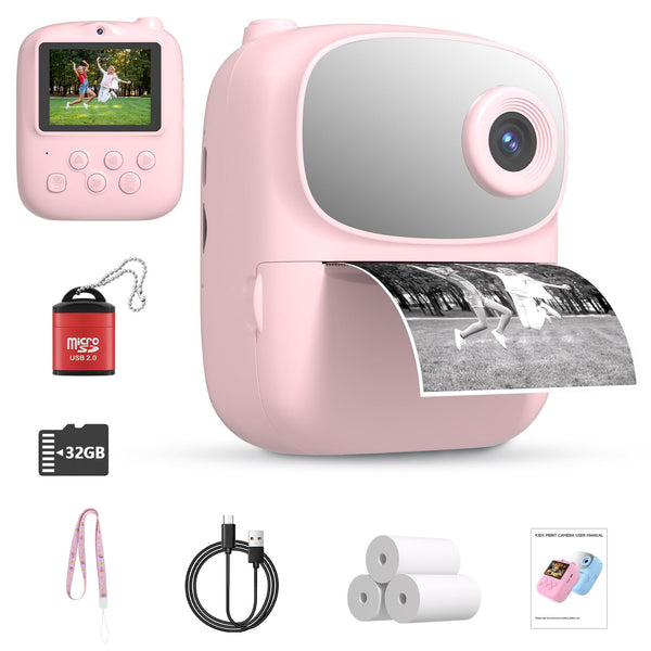 Kids Instant Print Camera 2025, 32GB Memory, Dual Lens with 2.4-Inch Screen and 1080p HD, Nice Gift for Boys and Girls Ages 4-13, Ideal for