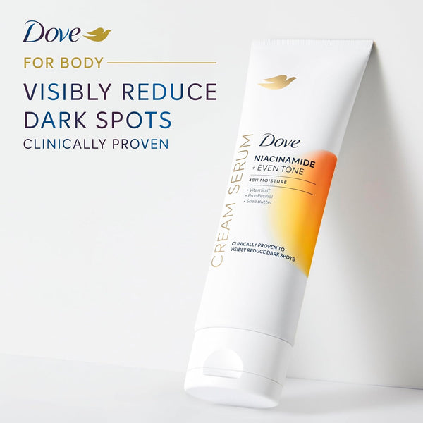 Dove Body Cream Serum Niacinamide + Even Tone for Dark Spots and Uneven Tone with Vitamin C, Pro-Retinol and Shea Butter Lotion, 8 Oz