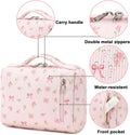 Bluboon Makeup Bag Zipper Pouch Travel Toiletry Bag Portable Cosmetic Bag Organizer for Women and Girls(Strawberry Corduroy Beige) Beige