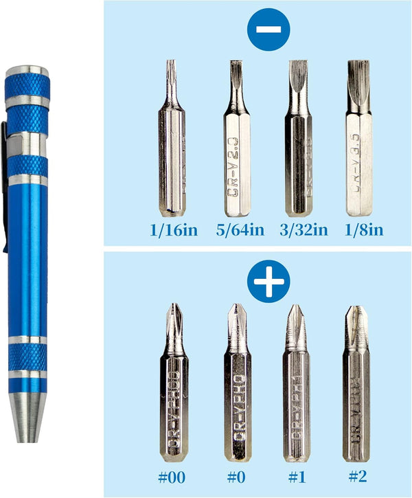 SWATOM 8 in 1 Mini Screwdriver Set Small Screwdrivers Pen Magnetic Repair Tools EDC Compact Precision Gadgets for Computer Eyeglasses Daily Home