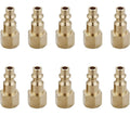 Air Hose Fittings Quick Connect 1/4 Inch NPT | Brass Female Air Coupler Plug, 10 Piece, Industrial Type D, Air Compressor Fittings Female Plug 10