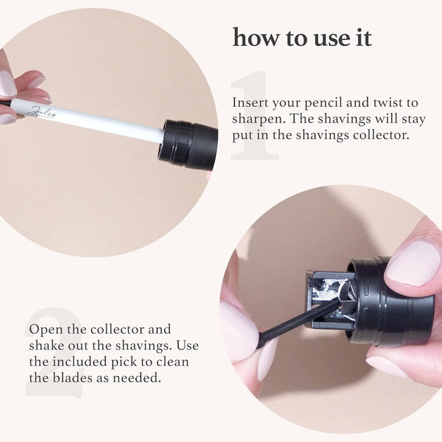 Julep Cosmetic Makeup Pencil Sharpener - Eyeliner, Lip Liner and Eyebrow Pencils - Compact Travel Friendly - Easy to Cle