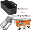 Grease Catcher for Blackstone Griddle with 12 Pack Blackstone Grease Cup Liners, Griddle Accessories Kit Narrow Hook