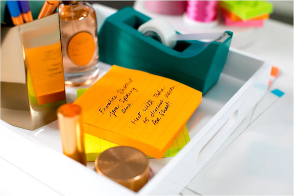Post-it Super Sticky Notes, 4 x 4 in, Neon Fizz, 6 Lined Pads | School Supplies and Oﬃce Supplies, 2X the Sticking Power 4" x 4"