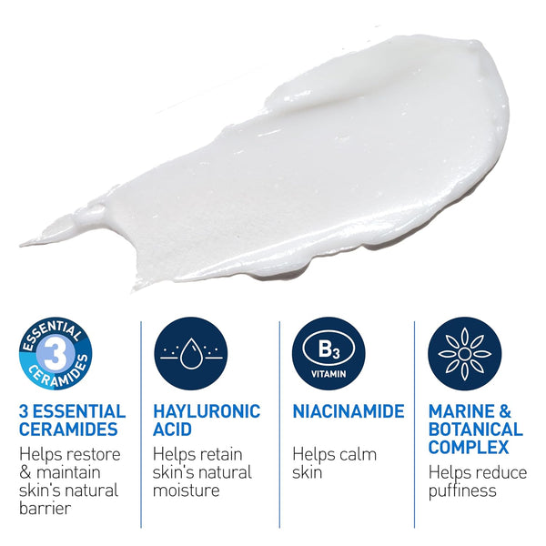 Cerave Eye Repair Cream, under Eye Cream for Puffiness and Bags under Eyes, Hyaluronic Acid + Niacinamide + Marine Botanical Complex, Oil Free &