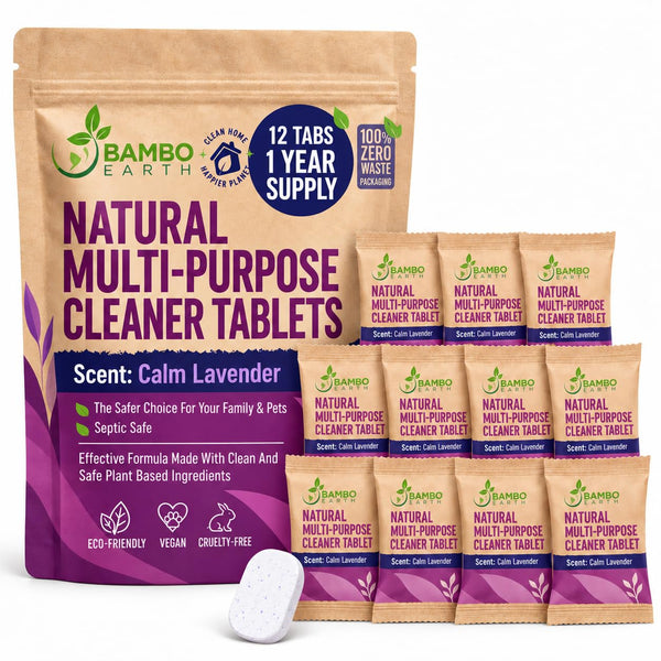 12 Pack Natural Multi-Purpose Cleaner - All Surface Multipurpose Cleaning Tablets Refill - Eco-Friendly Product & Cleaning Supplies - 1 Tablet =
