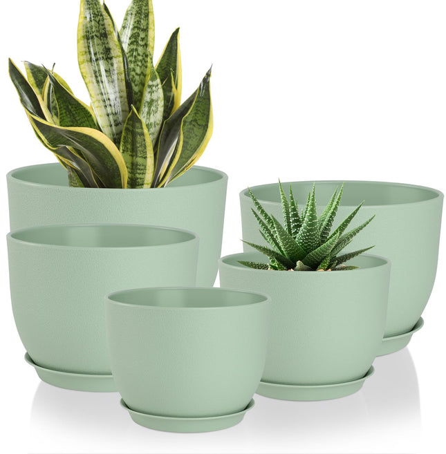 Plant Pots 10/9/8/7.5/7 Inch Flower Pots with Multi Mesh Drainage Holes, Planters for Indoor Outdoor Garden Plants and F