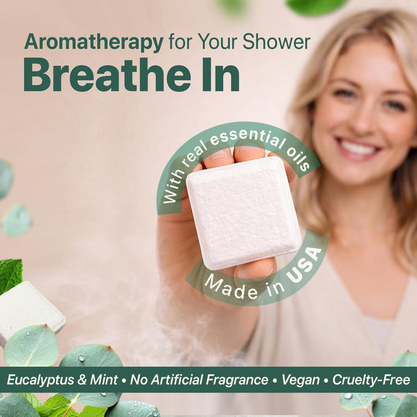 Shower Steamers Aromatherapy - USA Made with Natural & Organic Ingredients Eucalyptus Mint 7 Count (Pack of 1)
