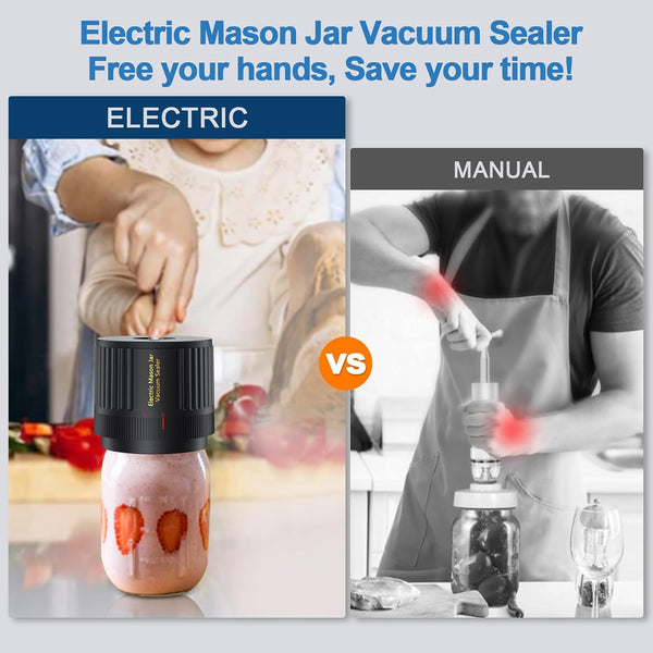 LOVE MOMENT Electric Mason Jar Vacuum Sealer Kit | for Wide Mouth and Regular Mouth Mason Jar Black