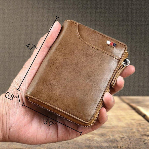 2023 New Multi-Functional RFID Blocking Waterproof Durable PU Leather Wallet, Large Capacity Zipper Wallets for Men Holds 1-14 Cards, Soft Slim