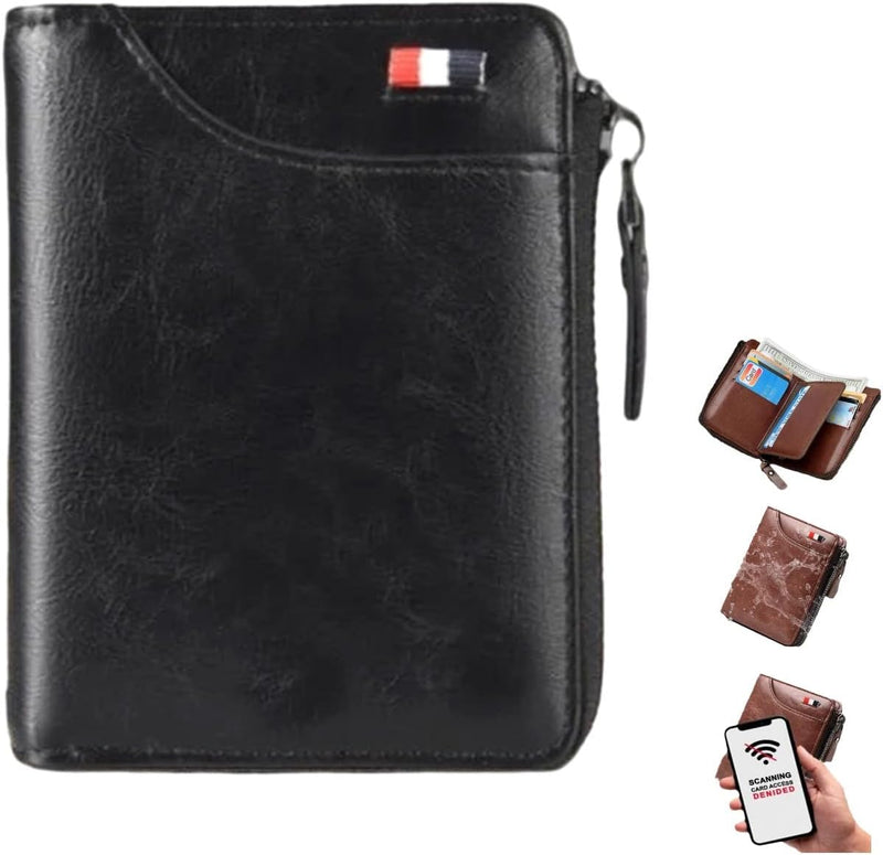 2023 New Multi-Functional RFID Blocking Waterproof Durable PU Leather Wallet, Large Capacity Zipper Wallets for Men Holds 1-14 Cards, Soft Slim