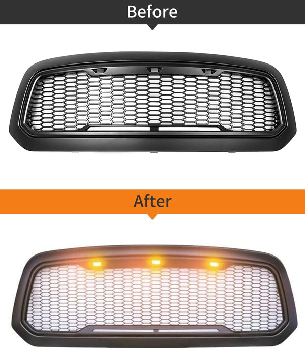 Amber LED Lights 3PCS Front Grille Raptor Lamps Car Accessories with Harness and Fuse, Compatible with 2004-2019 For-d F150 & 2013-2018 Ram 1500