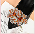 Tsangbaby Removable Rhinestone Double Flower Shoe Clips - Elegant Shine Buckle for Shoes, Bags, Clothing Accessories - Women Girls 2 Pcs Style D