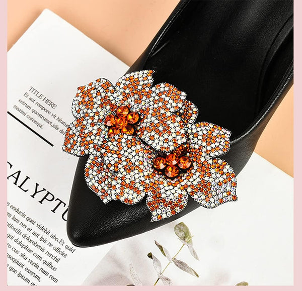 Tsangbaby Removable Rhinestone Double Flower Shoe Clips - Elegant Shine Buckle for Shoes, Bags, Clothing Accessories - Women Girls 2 Pcs Style D