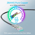 Cat6A Ethernet Cable Slim 150Ft Outdoor&Indoor, 28AWG Pure Copper Cat6 Internet Cable for Waterproof & Direct Burial, Flexible Cat6 Ethernet Cable