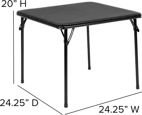Flash Furniture Mindy Folding Kids Table with Vinyl Padded Top, Children's Square Activity Table for Daycare and Classrooms, Black Black Table