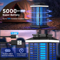 Bug Zapper Outdoor, 2025 Upgraded Mosquito Zapper 2 in 1 Rechargeable Bug Zapper Outdoor with 5000Mah Battery & LED Night Light, 4000V Electric