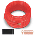 8 Gauge Wire (50FT Red) SGANGCAR True Spec Power Ground Wire Cable with 10 Lugs, 10 Heat Shrink Wrap,Copper Clad Aluminum CCA,for