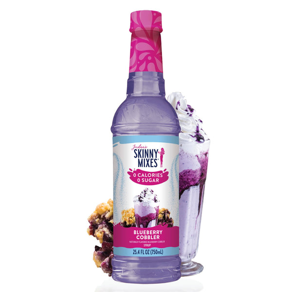 Jordan's Skinny Mixes Sugar Free Coffee Syrup, Blueberry Cobbler Coffee Flavoring Syrup, Zero Calorie Drink Mix for Lattes, Baking, Protein Shake