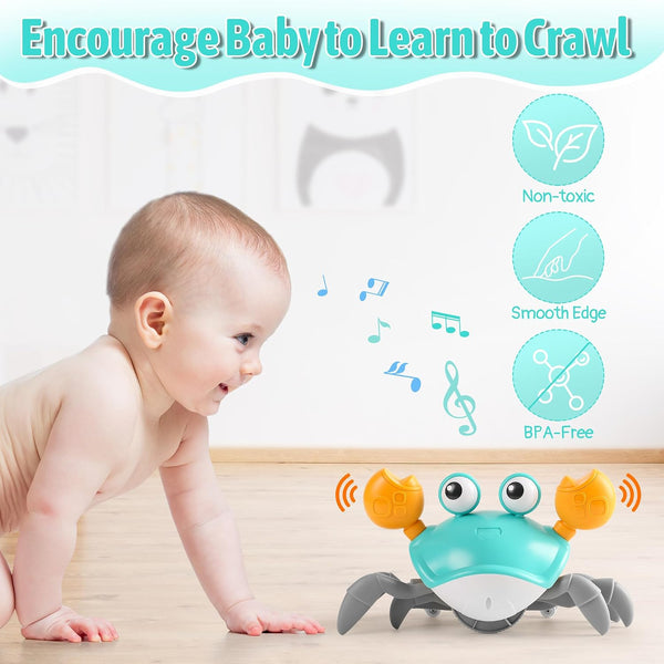 Hirger Crawling Crab Baby Toys 6-12 Months: Infant Tummy Time Toys, Dancing Walking Crab for Toddler 1 2 3 Year Old, 1st Birthday Gift with Music