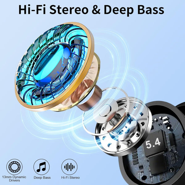 Wireless Earbuds, 2025 Bluetooth Headphones 5.4 HiFi Stereo, in-Ear Ear buds with 4 ENC Noise Cancelling Mics, 40H Playtime Sport Ear Buds with