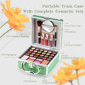 Color Nymph Beginner Makeup Kit for Teens with the Small Cosmetic Train Case Included 24-Colors Eyeshadow Palette Blushes Bronzer Highlighter