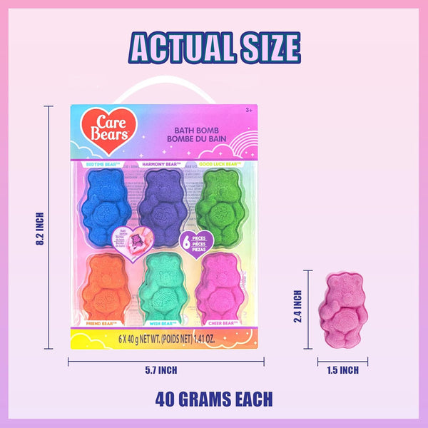 Care Bears Bath Bomb Set, 6-Piece Bubble Gum Scented, Ages 3+