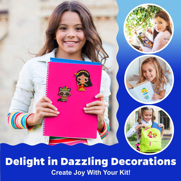 Halmolife Diamond Art Kits for Kids Boys and Girls Ages 6-8-10-12 Easy to DIY Creative Diamond Art Sticker Craft by Numbers Kits for Kids and
