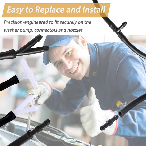 Windshield Washer Hose Kit - 4 Meter Universal Washer Fluid Hose with 12 Pcs Hose Connectors, Suitable for Most Windshield Washer Nozzle